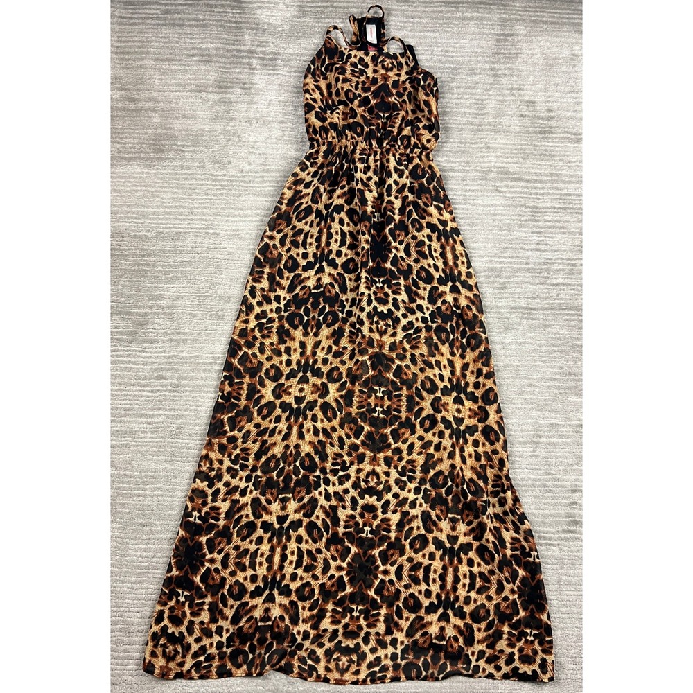 No Boundaries Maxi Dress Womens S Small Leopard Print Halter Racerback NJ24T320S